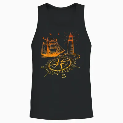 Maritim Kompass Segelschiff Norden Leuchtturm Unisex Tank Top - Black
