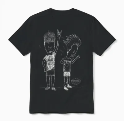 Beavis and Butt-Head Head Bang Sketch Unisex T-Shirt - Black