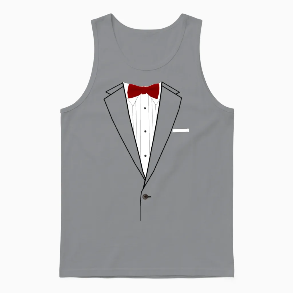 Tuxedo Red Bowtie Unisex Tank Top in Sport Grey