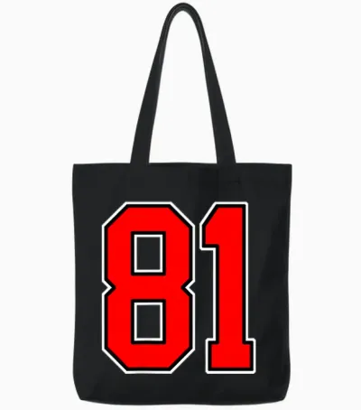 Numéro 81 Red College Sports Team Style Tote Bags - Black