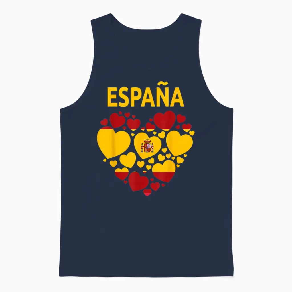 Spanische Flagge Herz Idee Für Damen & Kinder Spanien Flagge Outfit Unisex Tank Top in Navy