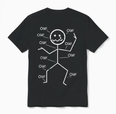 Crying Stickman Ow Ow Funny Pain Meme Humor Men Women Unisex T-Shirt - Black