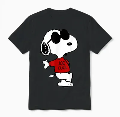 Peanuts Snoopy Joe Cool Old School Comic Geek 80er 90er Retro Unisex T-Shirt - Black