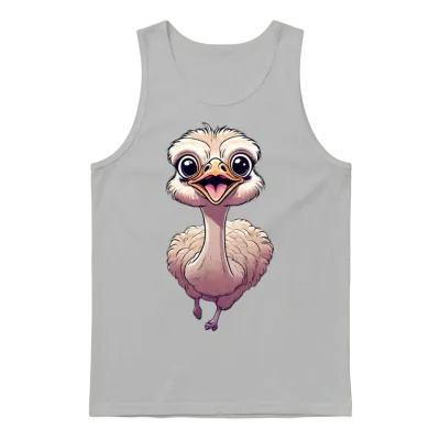 Cute Ostrich Run with Smiling Face Unisex Tank Top - Ash