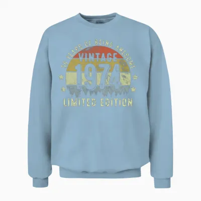 Vintage 1975 Limited Edition 50-Year-Old 50th Unisex Sweatshirt - Light Blue