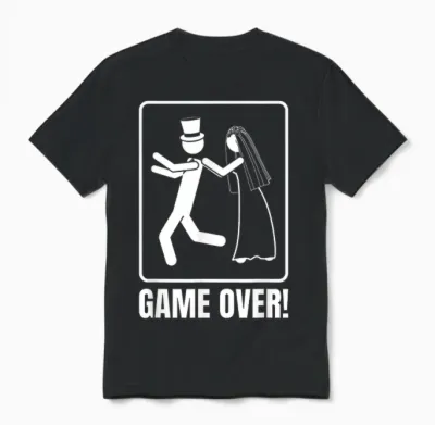 Groom Groom Stag Party Game Over T-Shirt, Black, S Unisex T-Shirt - Black