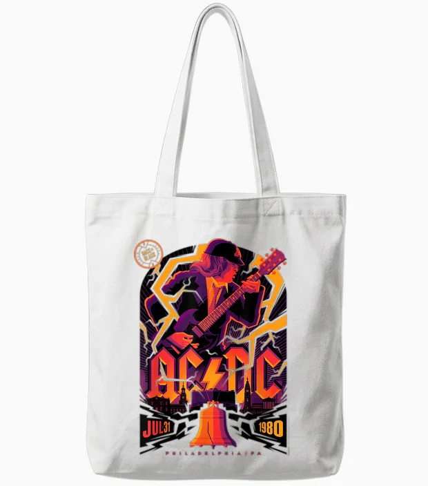 Officielle Ac/dc Twilight Concert Poster Acdc Rock Tote Bags in White