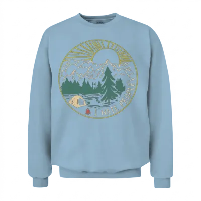 I Hate People Camping Hiking Unisex Sweatshirt - Light Blue