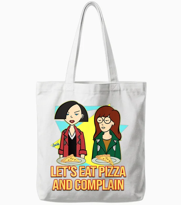 Daria & Jane - Let's Eat Pizza and Complain Tote Bags in White