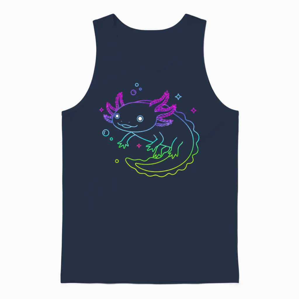 Cute Axolotl Art Modern Cool Graphic Boys Girls Axolotl Unisex Tank Top in Navy