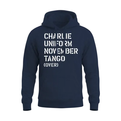Charlie Uniform November Tango Over Military Unisex Hoodie - Navy