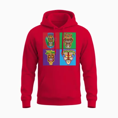 Retro Tiki Hawaii Unisex Hoodie - Red