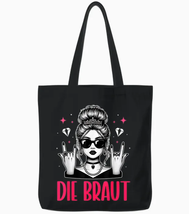 Die Braut Junggesellinnenabschied Bachelorette Trauzeugin Tote Bags in Black