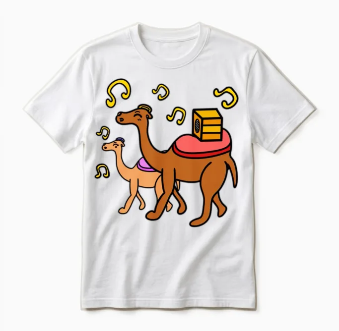 Funny Cartoon Camels Unisex T-Shirt in White