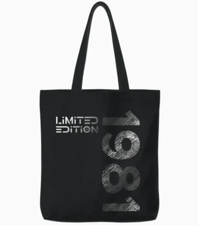 44th Birthday Limited Edition Vintage 1981 Man Woman Tote Bags - Black