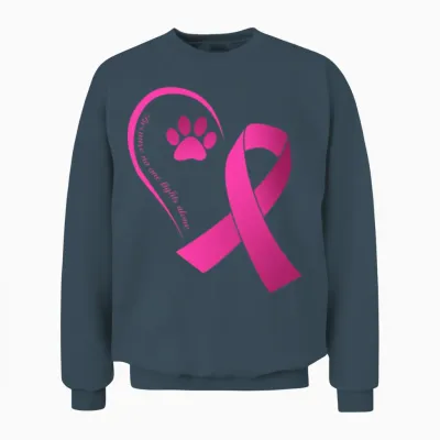Because No One Fights Alone Dog Paws Breast Cancer Unisex Sweatshirt - Dark Heather