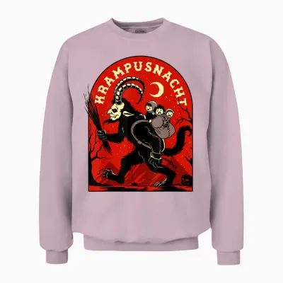 Krampusnacht Shirt Merry Krampus Satanic Christmas Horror Unisex Sweatshirt - Light Pink