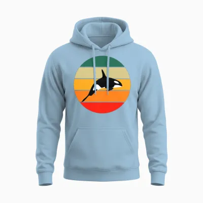 Retro Orca Unisex Hoodie - Light Blue