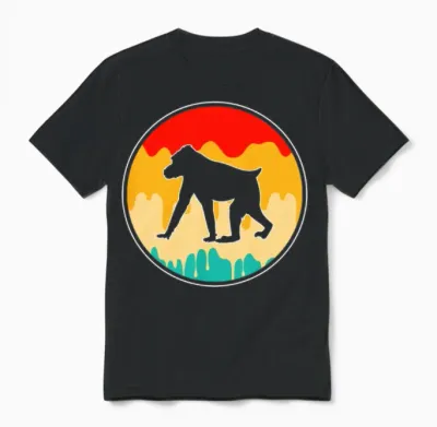 Monkey Retro Unisex T-Shirt - Black