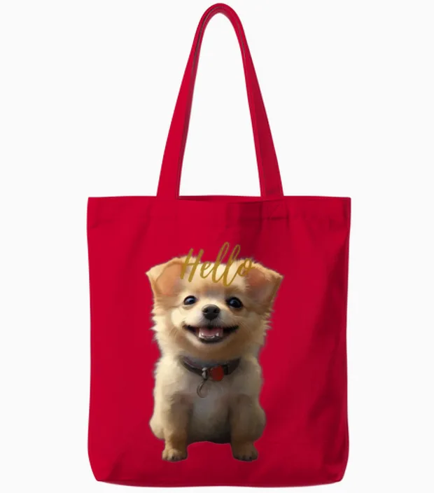 جرو صغير Tote Bags in Red