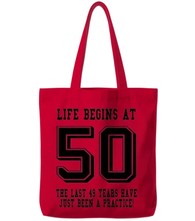 Life Begins at 50... 50th Birthday Tote Bags - Red
