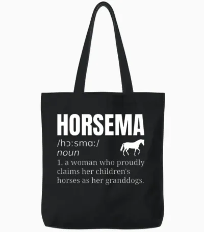 Horse Grandma Definition Tote Bags - Black