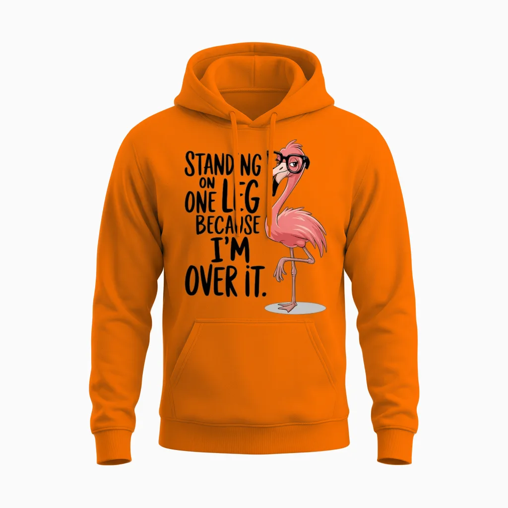 Funny Flamingo Unisex Hoodie in Safety Orange