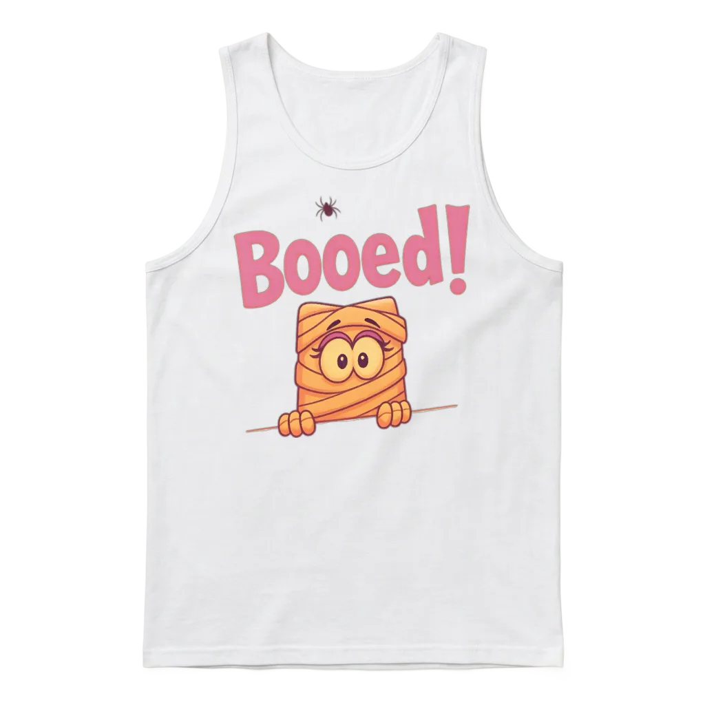 Cute Mummy Halloween Comic Design Unisex Tank Top - White