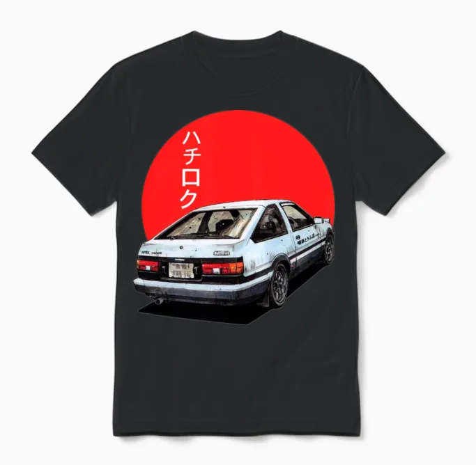 Ae86 Initial D Trueno Japan Movie Unisex T-Shirt in Black