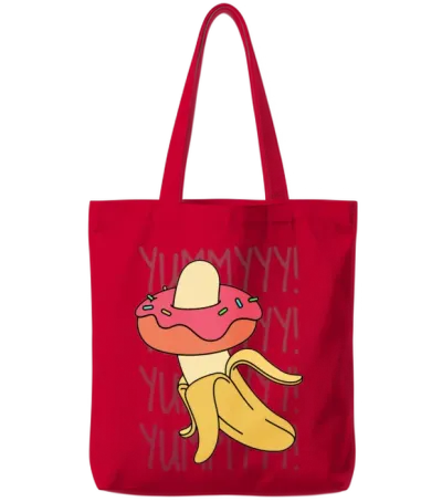 Banana Donut Yummy Delicious Funny Tote Bags - Red