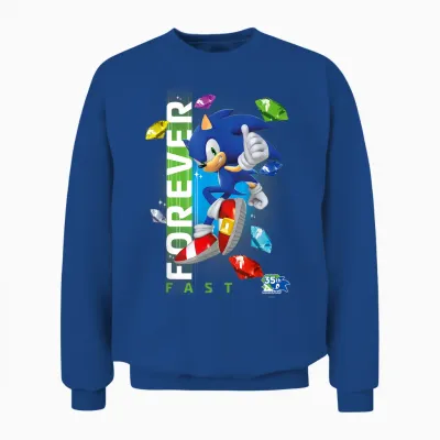 Sonic the Hedgehog 35th Anniversary Forever Fast Emeralds Unisex Sweatshirt - Royal