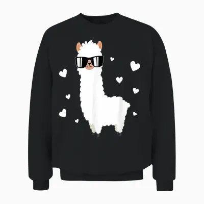 Llama Alpaca Hearts - Animal Lama Farmer Alpaca Unisex Sweatshirt - Black