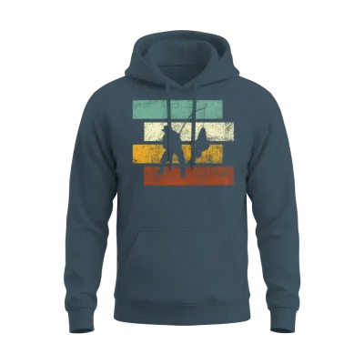Fishing Retro Unisex Hoodie - Dark Heather