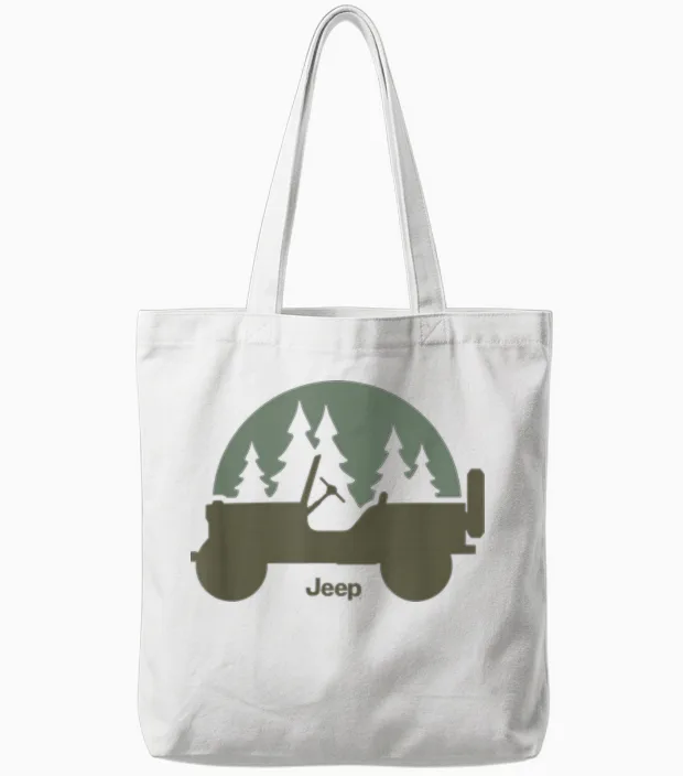 Jeep Willys Trees Tote Bags in White
