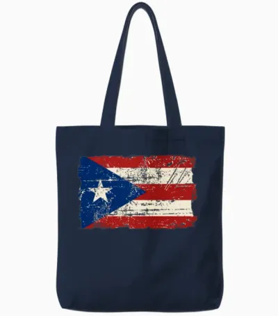 Puerto Rico Flag - Vintage Look Tote Bags - Navy