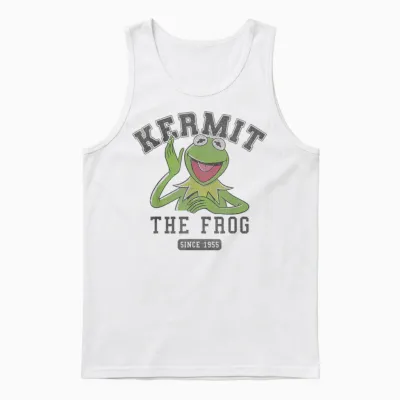 Disney the Muppets Kermit the Frog Since 1955 Collegiate Unisex Tank Top - White