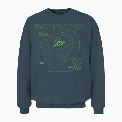 Fallout - Vault-Tec Pip-Boy T-Shirt, Black Unisex Sweatshirt - Dark Heather
