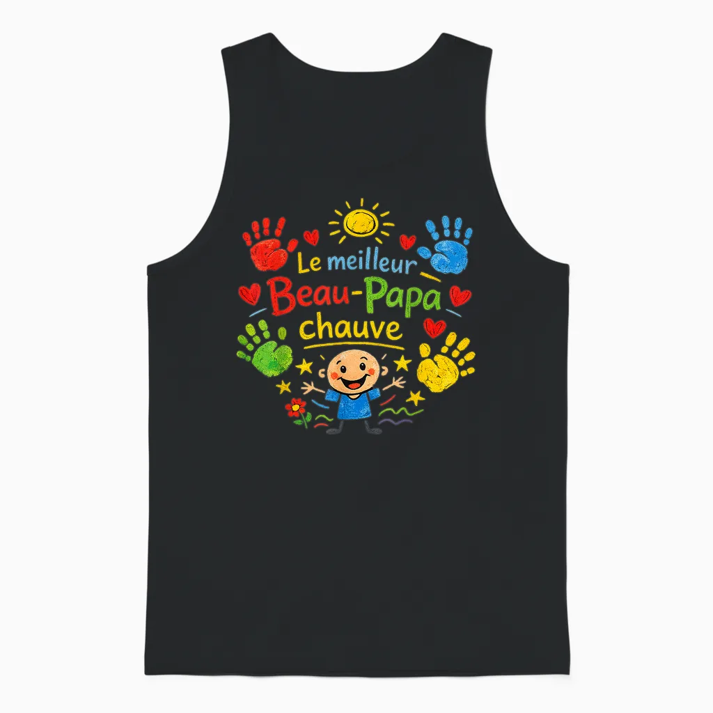 Gift Beautiful Bald Dad Funny Father's Day Christmas Unisex Tank Top in Black