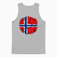 Drapeau De La Norvège Tournesol Fierté Norvégienne Racines Norvégiennes Unisex Tank Top in Ash - 1