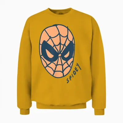 Amazon Essentials Men's Marvel Spider-Man Spidey Mask T-Shirt, White, Small Unisex Sweatshirt - Gold