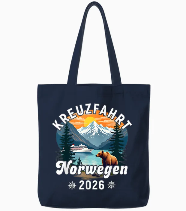 Kreuzfahrt Norwegen 2026 Freund Familie Norwegen Tote Bags in Navy