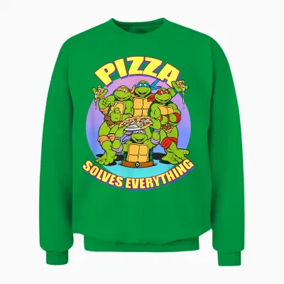 Tmnt - Pizza Solves Everything Unisex Sweatshirt - Irish Green