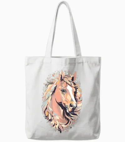 Sweet Horse Design - Colorful Horse Silhouette Tote Bags - White