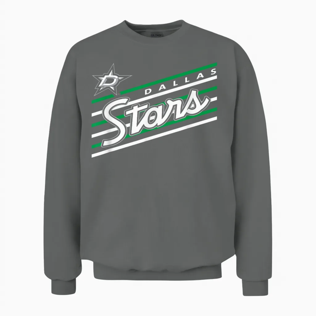 Dallas Stars Retro Performer Black Officially Licensed Unisex Sweatshirt in Graphite Heather