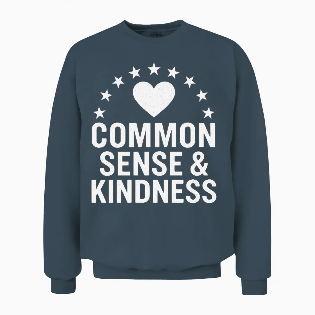 Common Sense & Kindness Vintage Unisex Sweatshirt in Dark Heather