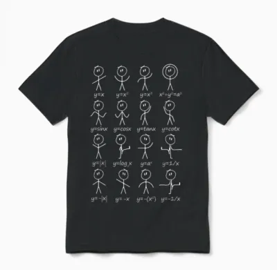 Maths I Stick Figures I Functions Equations I Mathematics T-Shirt, Black Unisex T-Shirt - Black