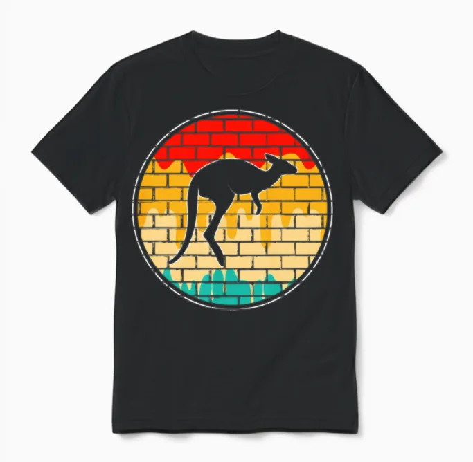 Kangaroo Retro Unisex T-Shirt in Black