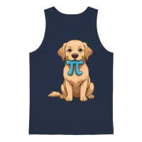 Pi Day Dog with Pi Symbol Math Nerd Unisex Tank Top - Navy – 1
