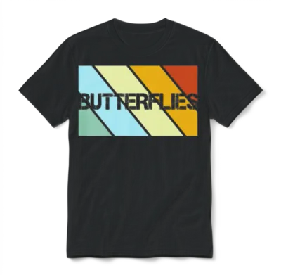 Butterfly Retro Unisex T-Shirt - Black