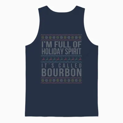 Ugly Christmas Drinking Funny Bourbon Holiday Party T-Shirt Small Unisex Tank Top - Navy